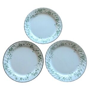 Vtg Corning Corelle Green Callaway Ivy Swirl 10.25" Dinner Plates Set of 3 GUC